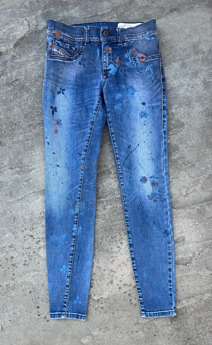Diesel Livier-Ankle Floral Printed Low Rise Skinny Jeggings Size 27 🌀 Archival